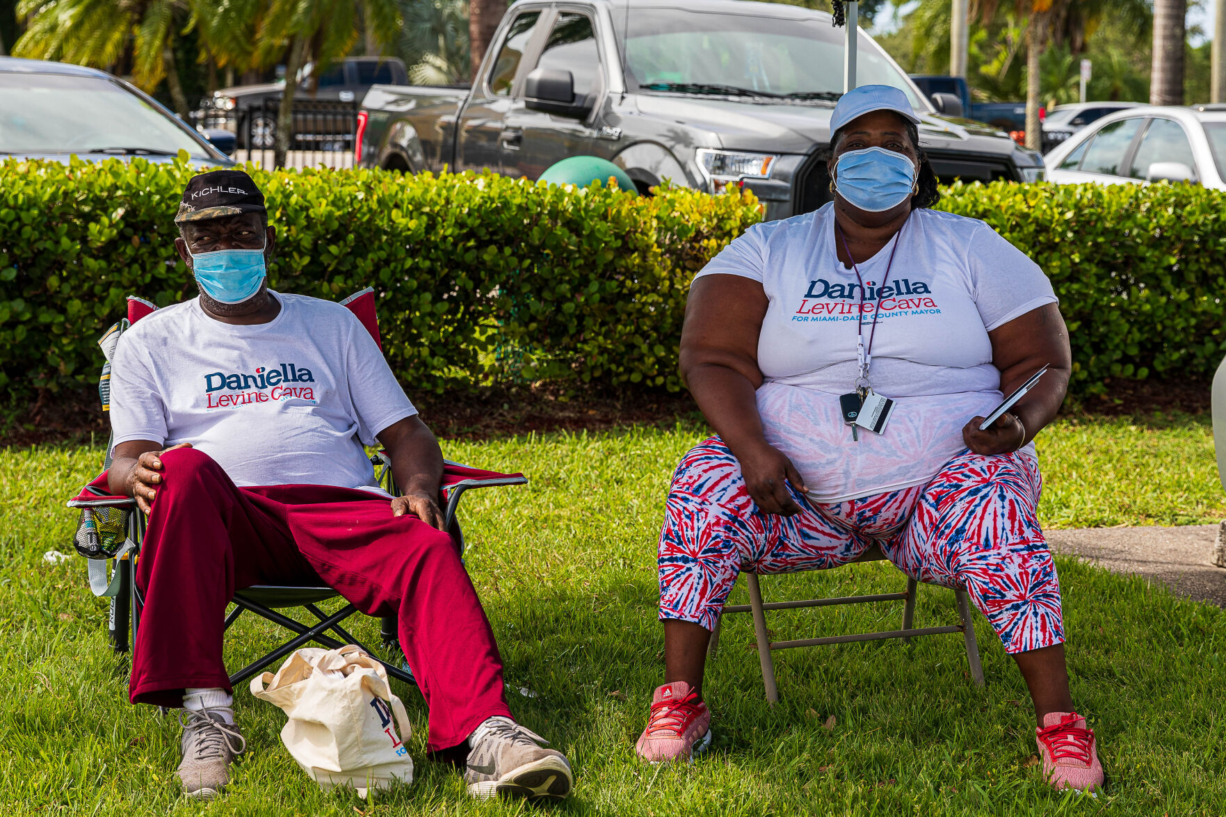 Valerie mills and Randy Mords were supporting Daniella Levine Cava during early voting in Homestead Monday.